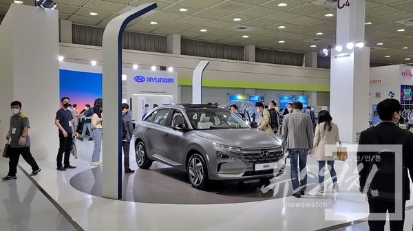 현대자동차그룹이 지난 4월 21일부터 23일까지 진행된 대한민국 최대 정보통신기술(ICT) 전시회인 ‘월드IT쇼 2021’(World IT Show 2021)’에서 ‘미래차’를 선보이고 있다. /사진=최양수