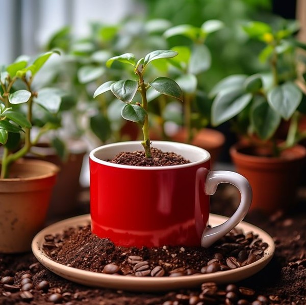 커피박을 활용한 친환경 조경 토양제를 사용해 만든 화분. 사진=포스코이앤씨